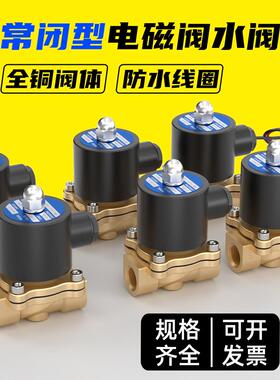 2W025常闭电磁阀水阀气阀220V铜开关阀2分4分6分1寸放水控制阀24V