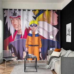 定制长帘粗麻动漫火影忍者卧室客厅挂钩阳台家居全遮光打孔窗帘布