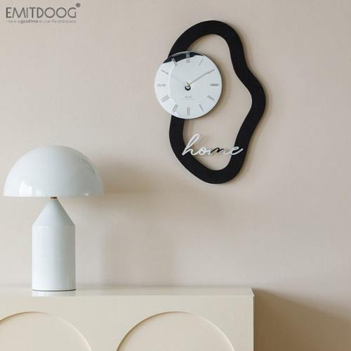 EMITDOOG免打孔北欧艺术挂钟客厅现代轻奢钟表家用简约创意时钟