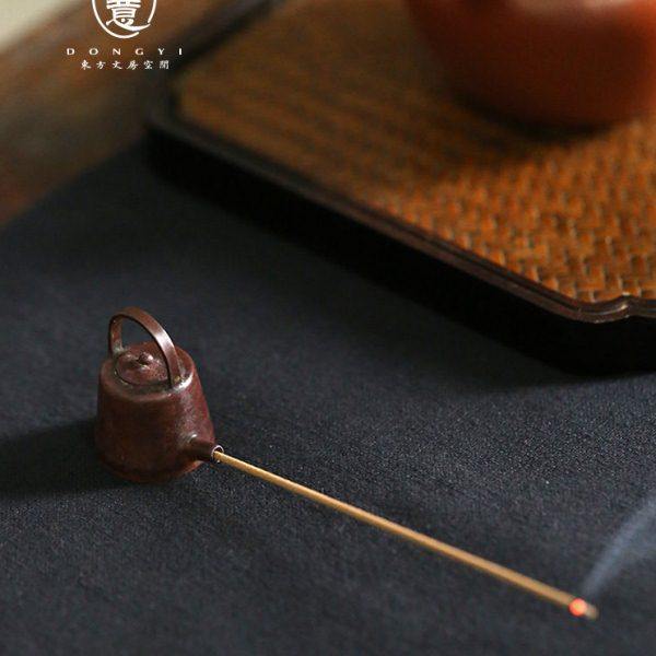 东意文房 黄铜香插香炉家用室内檀香线香座禅意茶道提梁壶小琴炉,家居饰品,香托/香盘/香座/香插,淘宝优惠券,粉丝福利购,淘宝优惠卷