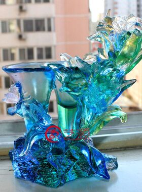 琉璃摆件百年好合时尚朋友同事同学结婚情人生日礼品礼物定制刻字