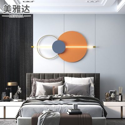 客厅墙面铁艺壁挂轻奢卧室床头背景墙带灯光挂件创意立体装饰挂饰