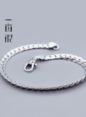 S925纯银蛇骨扁手链朋克时尚潮流