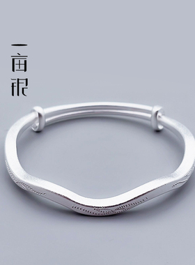 999足银扭线推拉手镯砂粒