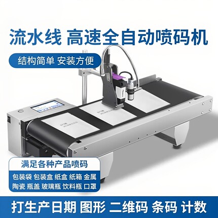 爱柯输送喷码一体机全自动打喷码机农药瓶盖标签包装袋纸盒打码机