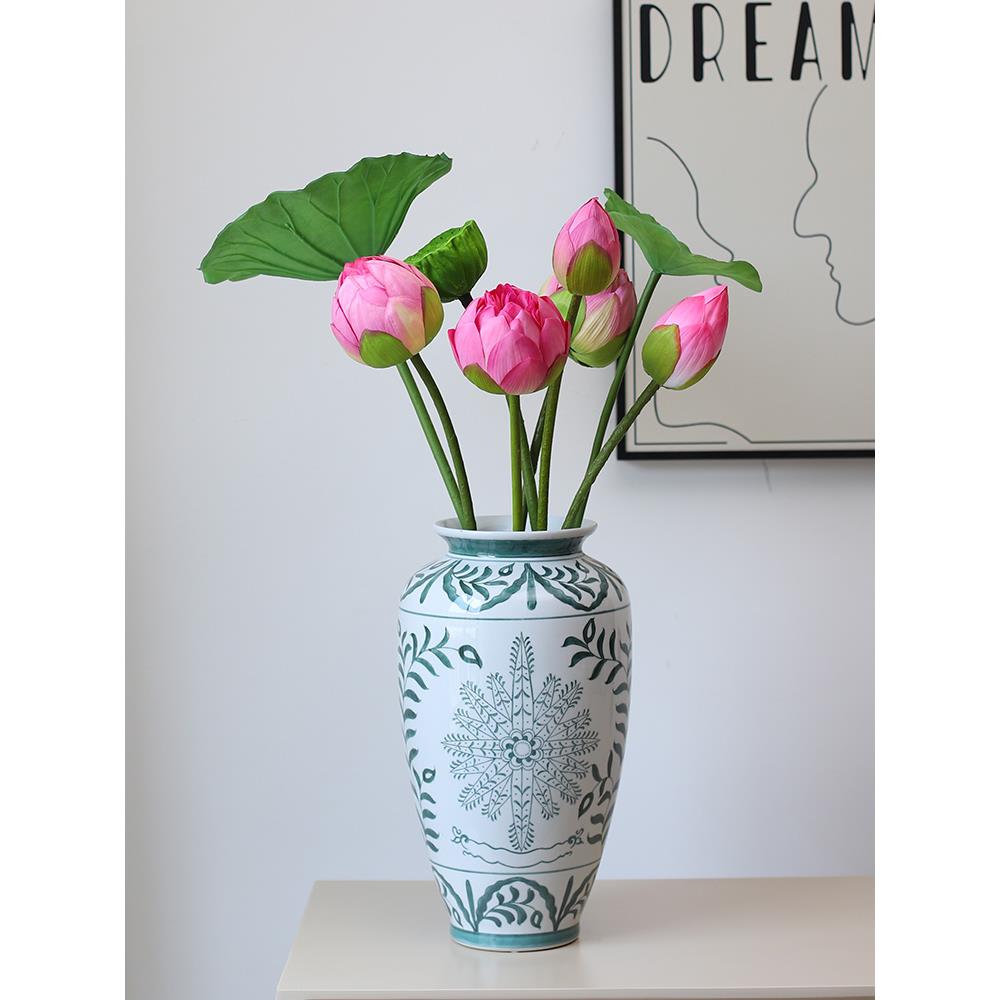 荷花仿真花高级感逼真莲花假花客厅装饰插花摆设荷叶莲蓬中式摆件