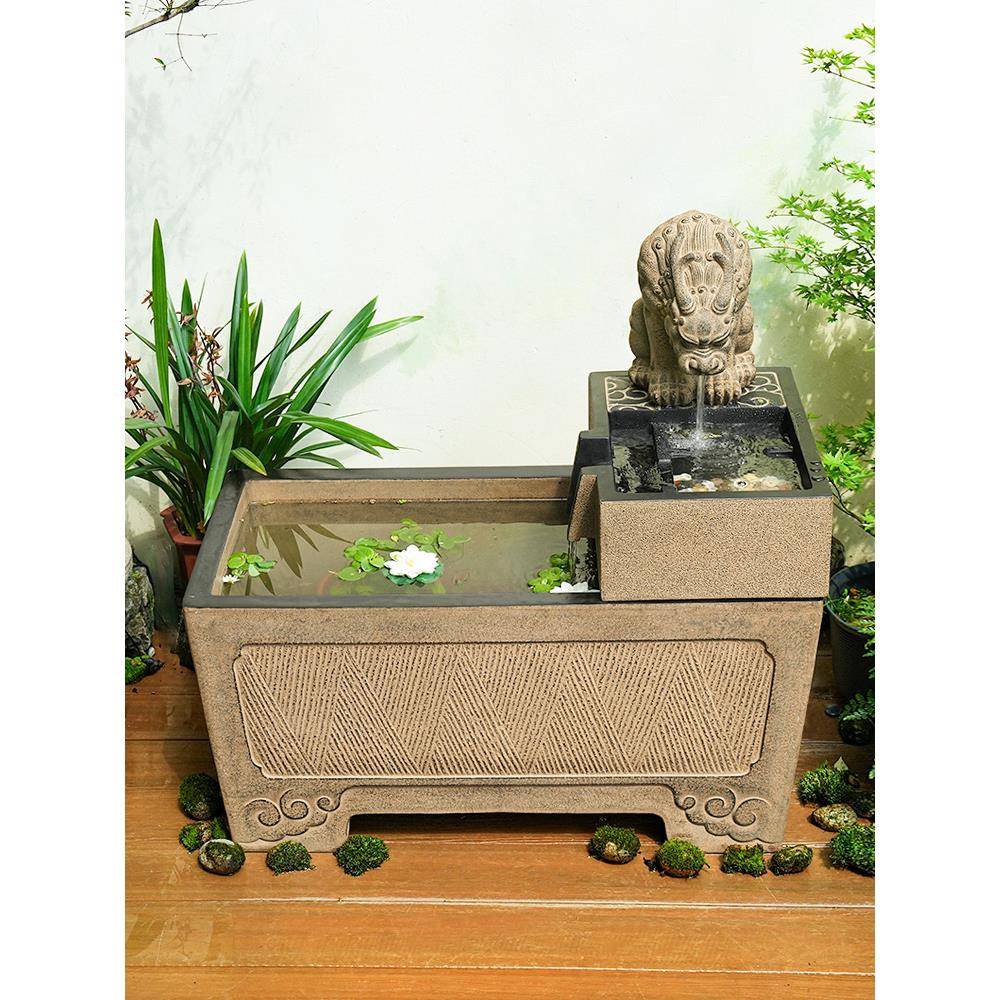 户外庭院鱼池造景落地大水景室外成品鱼缸摆件花园布置水槽景观