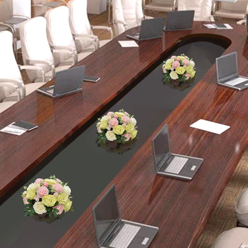 会议桌摆花假花彷真花摆设会议室桌面中间摆件餐桌装饰商务小桌花