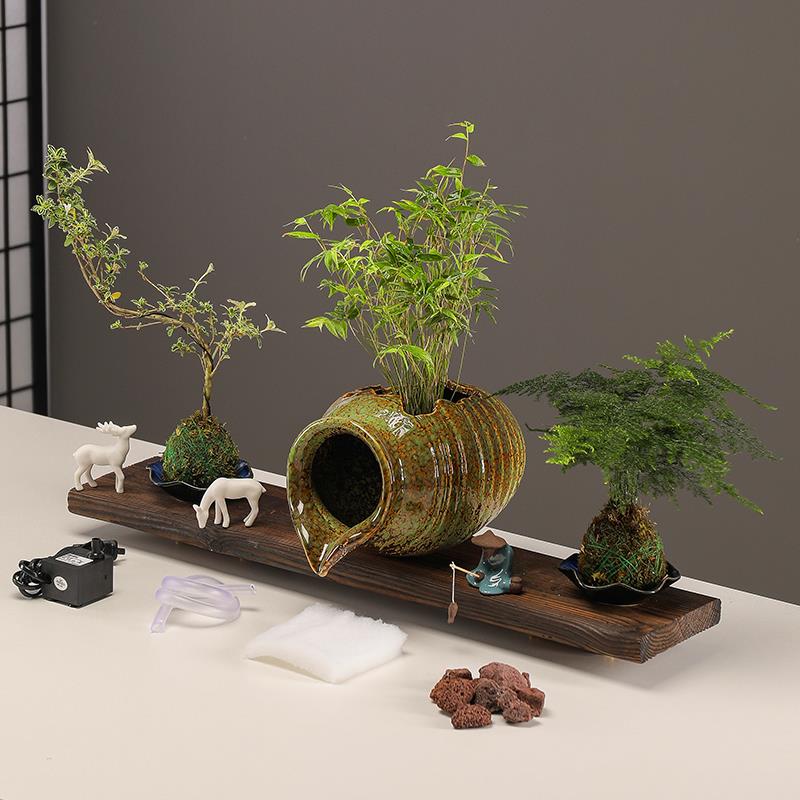 循环流水陶罐古法养鱼庭院鱼缸造景摆件阳台室外鱼池造景全套组合