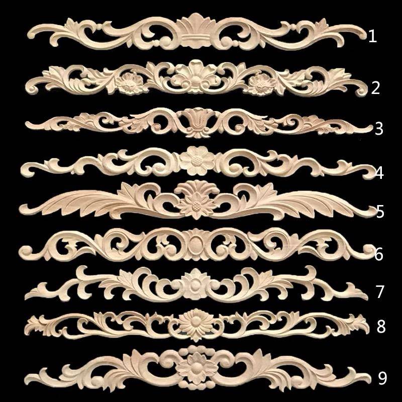 东阳木雕欧式雕花装饰实木贴花长花片木花角花门花浮雕小贴片柜门