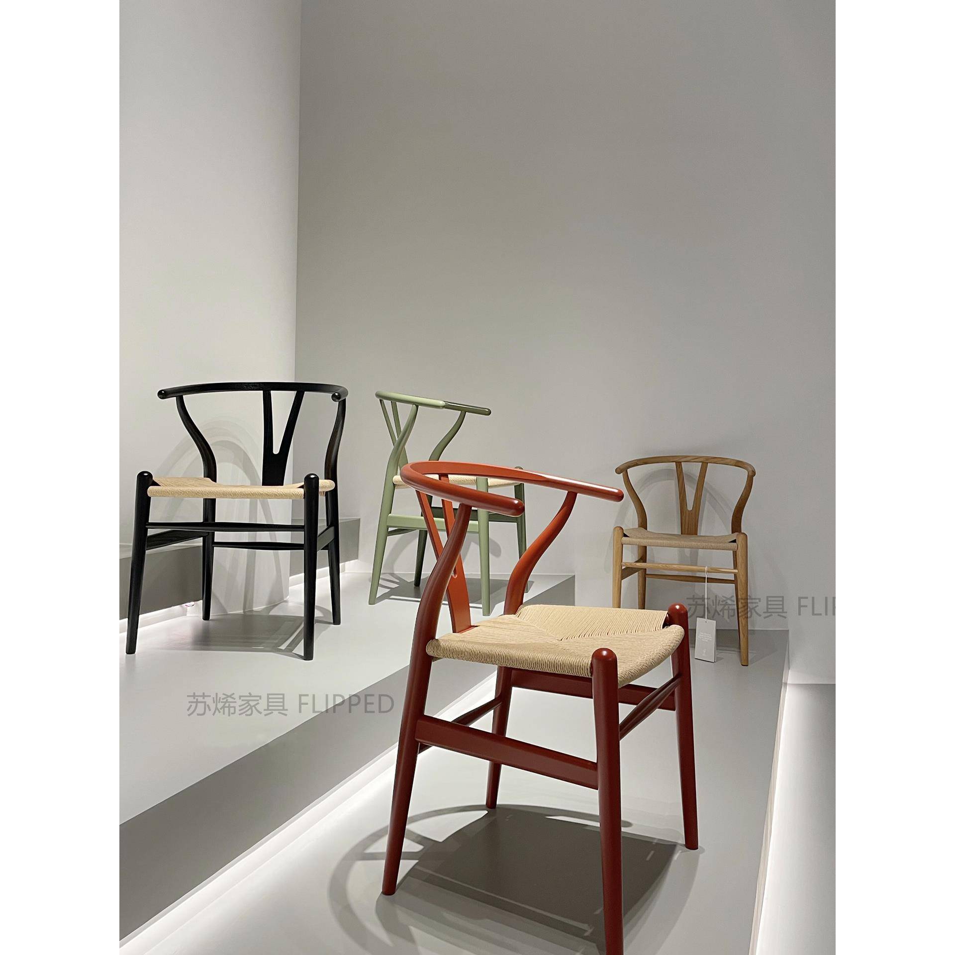 设计原木椅子Carlhansen Ch24艺术凳子可访问的豪华家庭叉椅简单