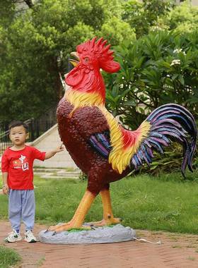 玻璃纤维母鸡模型夜光动物雕塑酒店入口庭院装饰