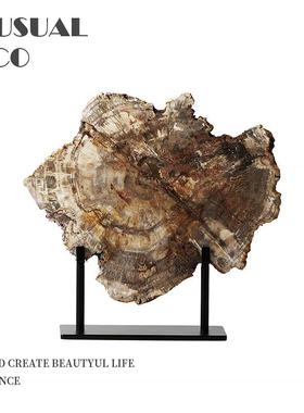 新中式木化石屏风摆件样板房售楼处书柜书房软装饰品摆设