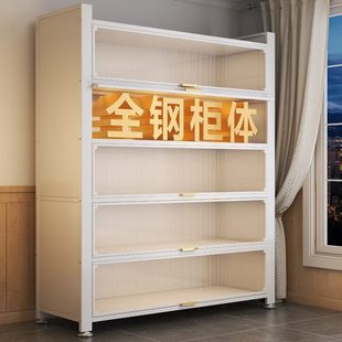 钢制书柜带门儿童书架防尘储物柜家用展示柜卧室落地置物架收纳柜