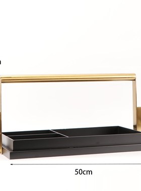 新中式创意铁艺金属收纳托盘装饰架子底座小摆件样U板房客厅装饰