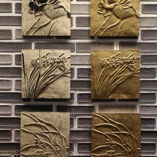 饰品中式 中国风壁饰荷花兰花水仙文化墙背景墙家居装 复古满庭芳