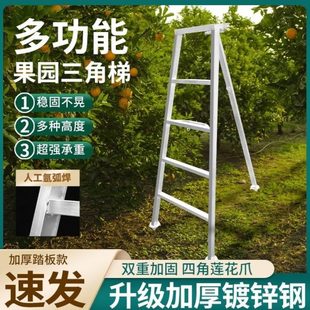 园林果园采摘三角梯子绿化修剪三角梯家用多功能折叠梯加固人字梯