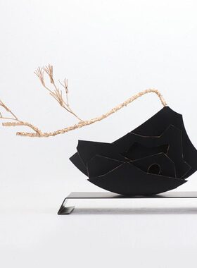 松树家居饰品禅意工艺品客厅摆件新中式装饰雕塑金属摆设隔断玄关