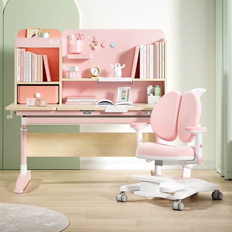 黑白调儿童学习桌小学生书桌家K用可升降书桌椅套装