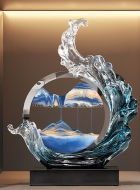 风生水起流沙画摆件客厅电视柜酒柜装G饰品办公室搬家乔迁新居礼