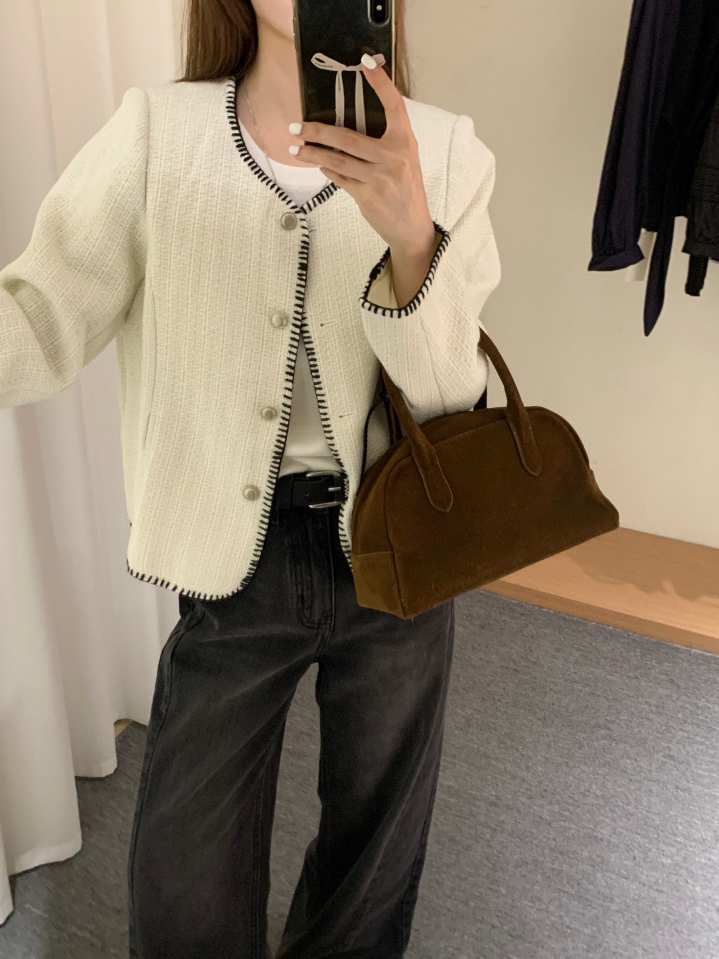 非真实价格：韩系休闲简约百搭拼色小香风外套