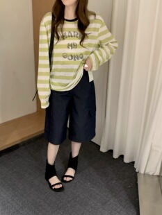 非真实价格:韩国2026夏季新款气质温柔小女人条纹长袖T恤