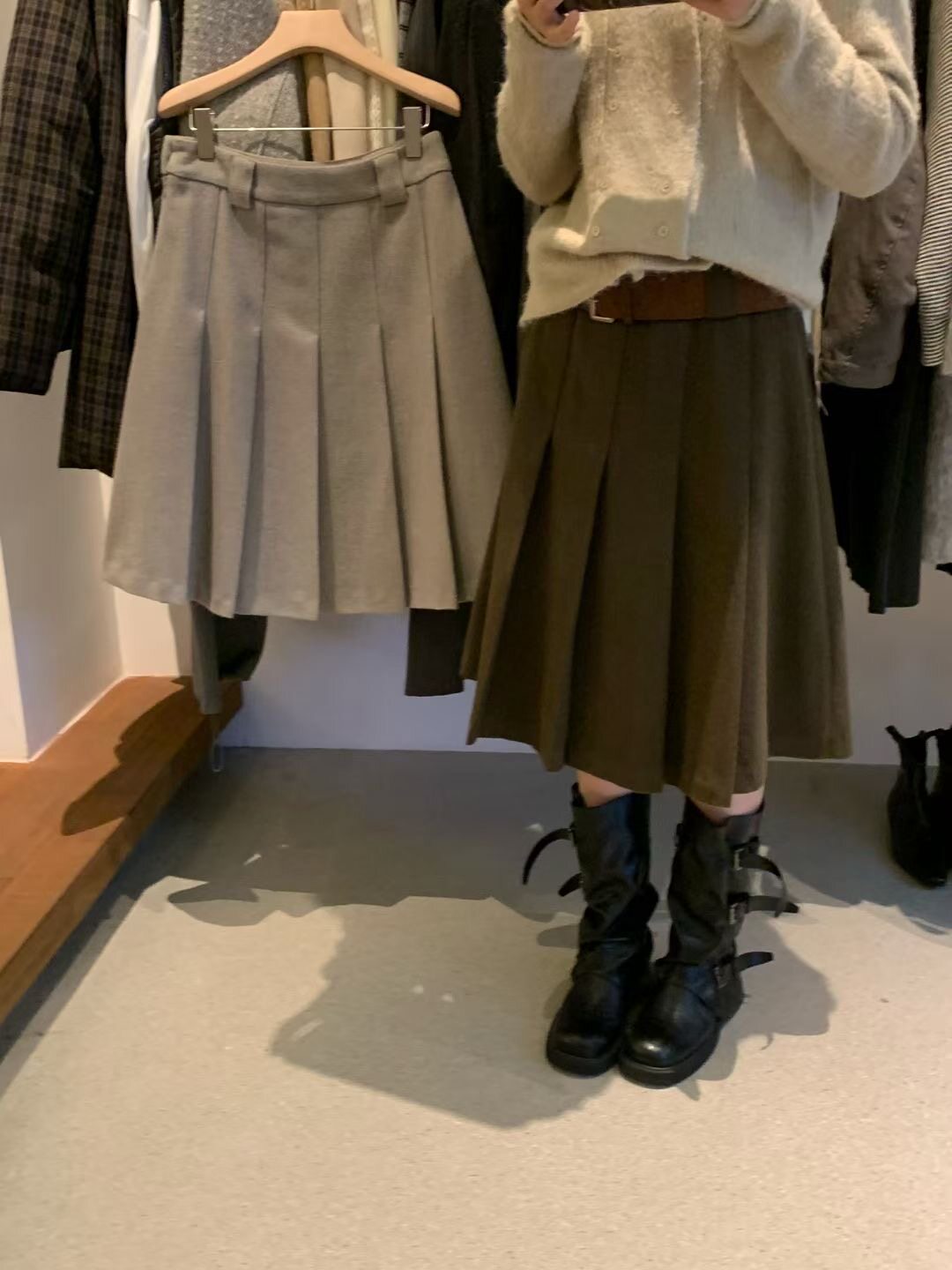 非真实价格：韩国Chic 韩系休闲简约百搭中长款纯色百搭半身裙女