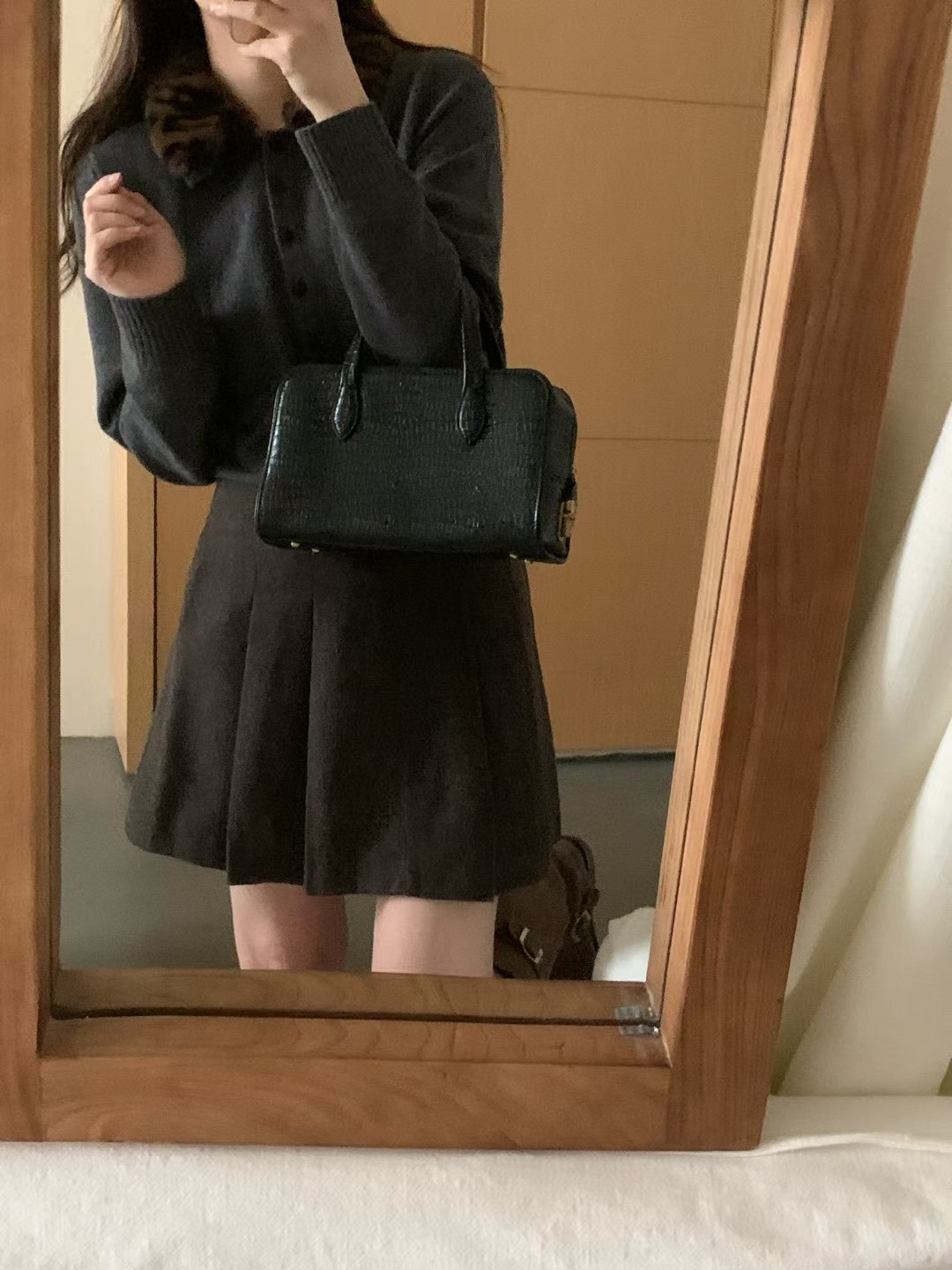 非真实价格：韩国Chic韩系休闲简约百搭翻领针织开衫羊毛衣