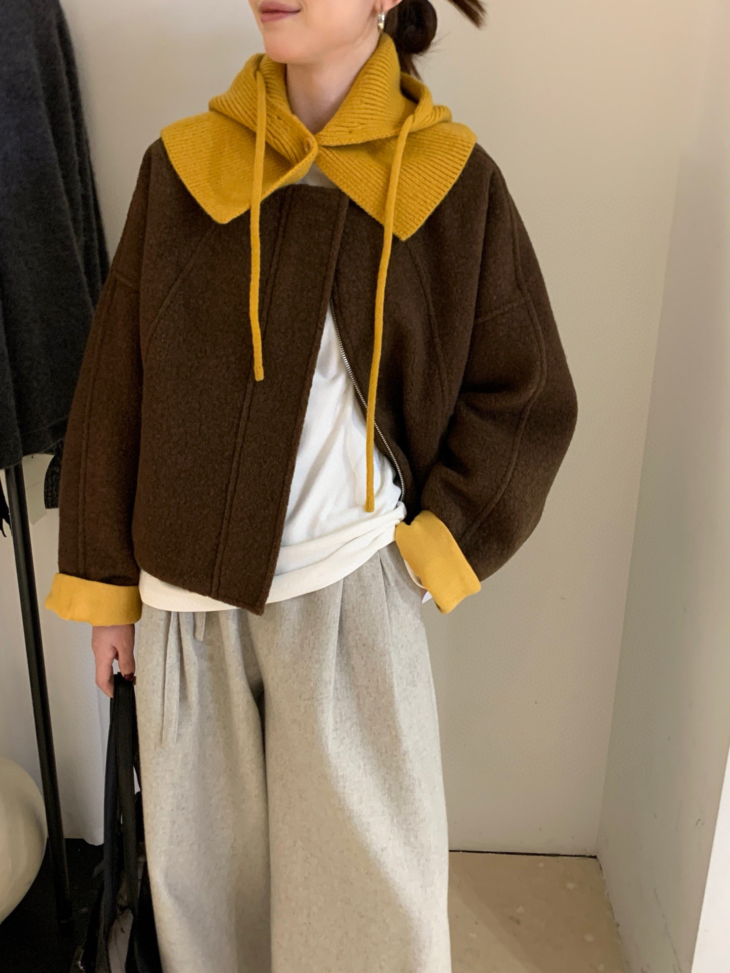 非真实价格：韩国Chic 韩系休闲简约百搭短款毛呢外套