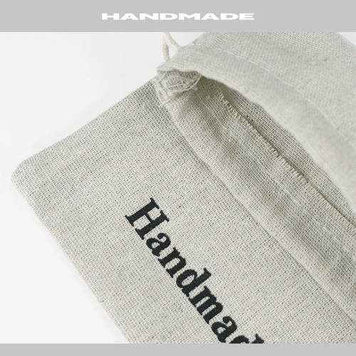 青闫Handmade防尘棉麻袋子束口收纳老式抽拉绳米色透气编织袋小号