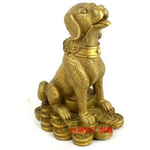 饰工艺品桌面礼品办公室摆 纯铜金钱狗补西北缺角铜狗聚宝盆家居装