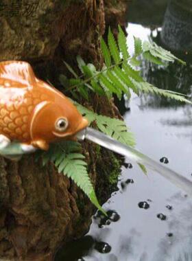 吸水石假山陶瓷配件流水大号睡鲤鱼山水盆景配件多肉水族造景摆件