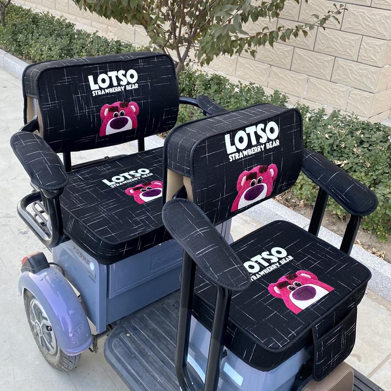 小刀小鸟踏浪老年三轮车座套四季通用全包可爱卡通坐垫电动车坐套