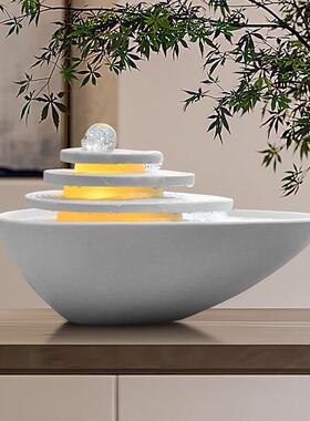 简约现代流水摆件循环水风水球酒店会所落地水景轻奢客厅装饰玄关