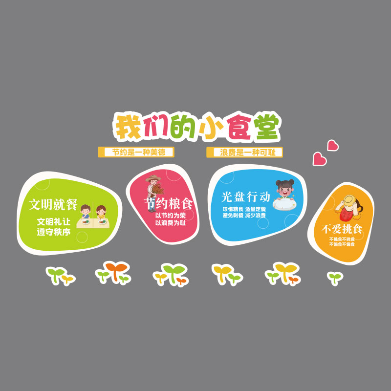 幼儿园食堂文化墙面贴纸小饭桌餐厅布置环创主题午托管班装饰成品