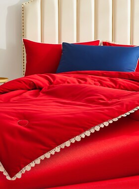 里外全棉结婚被子喜被大红色婚庆新婚陪嫁被芯花冬被加厚保暖