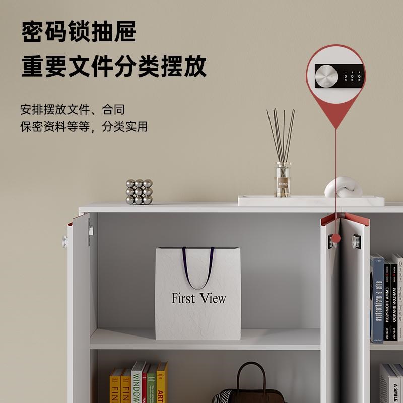文件柜矮柜木质免拉手带锁抽屉资料柜储物柜茶水柜办公室落地边柜