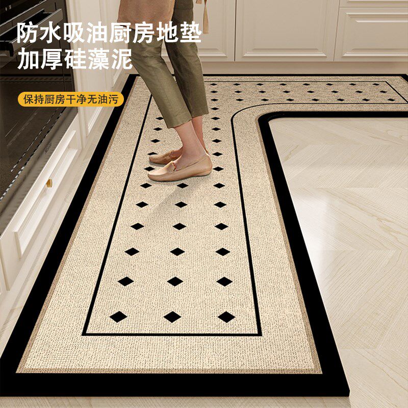 厨房地垫加厚硅藻泥l型t防水防油防滑专用吸水耐脏脚垫子可擦免洗
