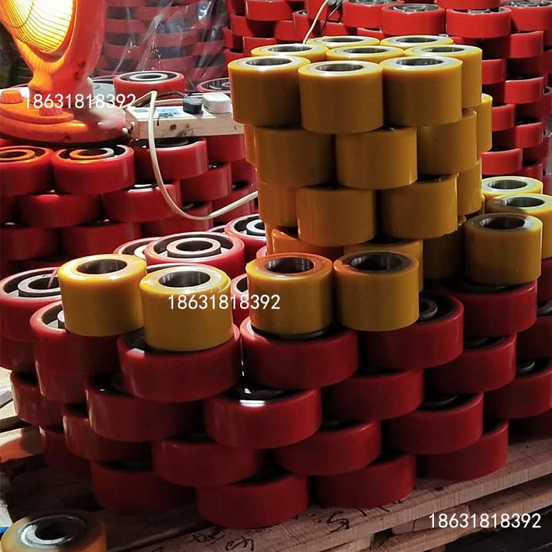 重型脚轮键槽铁芯聚氨酯轮4寸包胶主动轮PU轮驱动轮5寸6寸8寸10寸