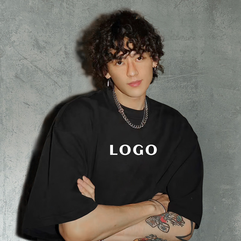 345克FOG重磅宽松T恤定制印logo刺绣文字磨破宽松半袖班服工服DIY