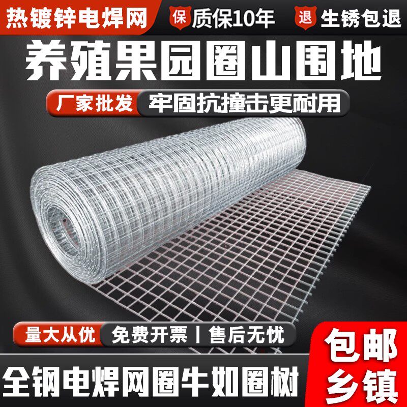 镀锌铁丝网围栏钢丝电焊养u殖网鸡狗笼防蛇鼠铁网格网片阳台防护