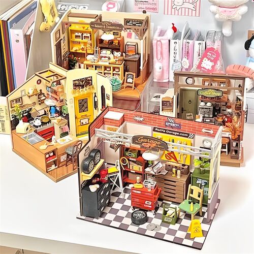 若来梦想汽修间diy小屋手工拼装艺术屋小房子微缩场X景模型积木女