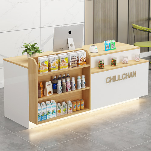 吧台店铺小型柜台超市收银台便利店柜台桌展示架奶茶店前台接待台