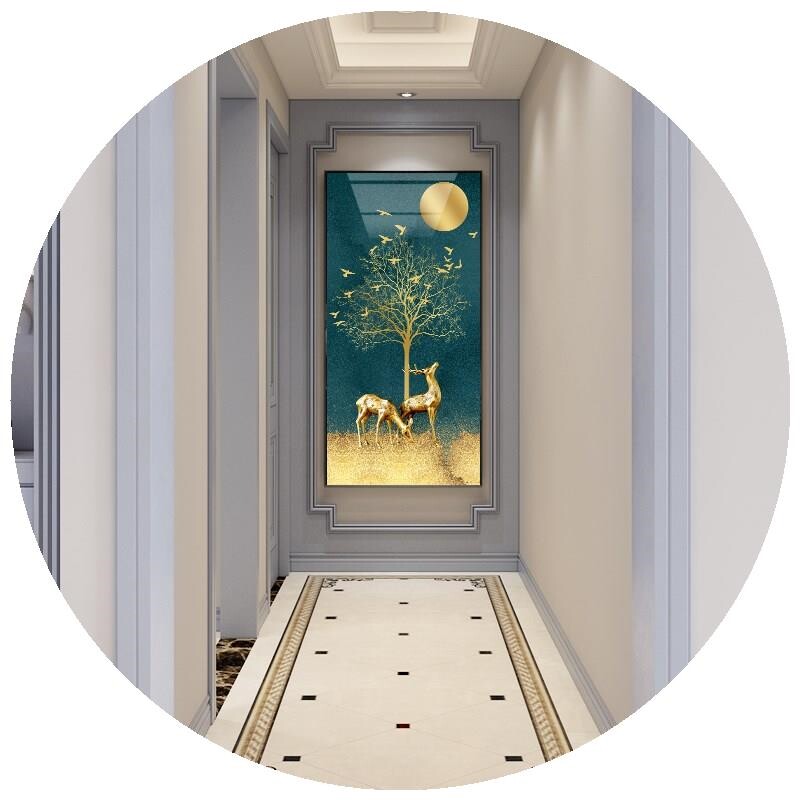 速发墙画客厅挂画水晶玻璃壁画客厅挂画单个单幅墙面竖版过道进门