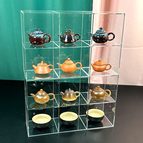 多宝阁亚克力f杯架紫砂壶茶杯展示架桌面水杯茶具收纳置物架透明
