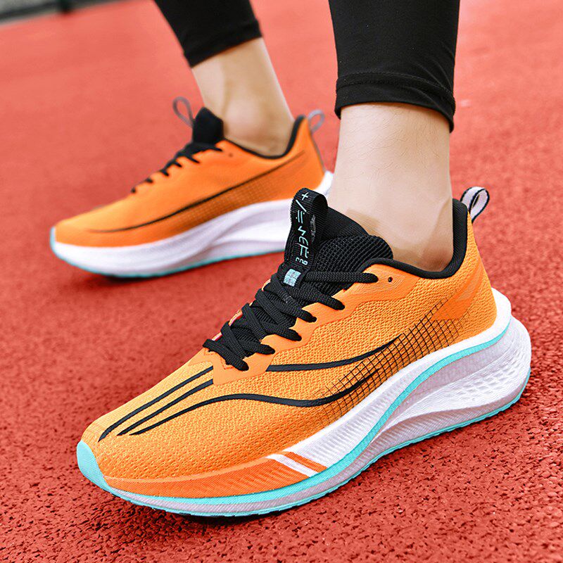 碳板跑步鞋男超轻减震运动跑鞋夏季透气学生青少年军训小白鞋