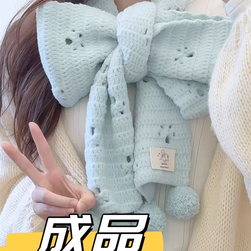 [成品手工编织]围巾diy猫咪踏雪围脖手作礼物送S女朋友韩版多巴胺