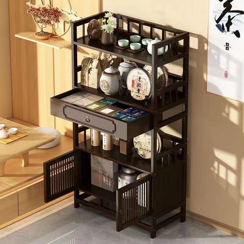 茶水柜实木新中式茶叶架置物架茶柜茶室摆件展示柜茶具茶杯博古架