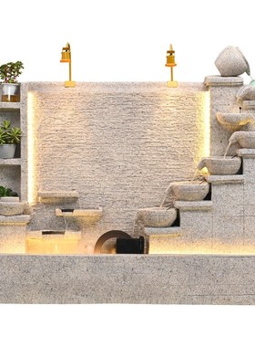 水幕墙流水屏风循环流水简约多色水帘墙隔断户外庭院鱼池背景墙