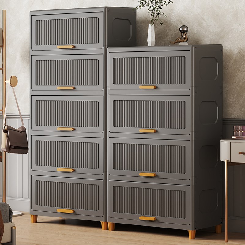 加厚翻盖式收纳柜客厅零食柜卧室床头柜收纳置物架卫生间储物柜子